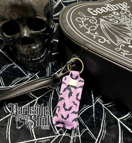 Purple And Bats Chapstick Holder