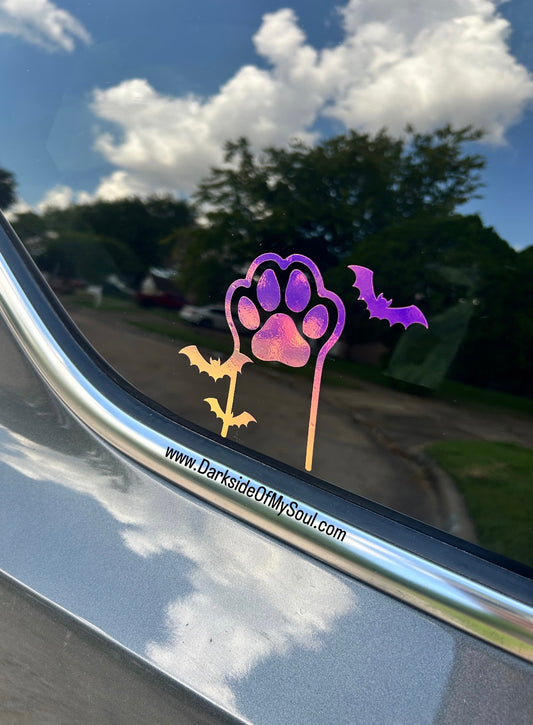 Cat Flying Bats Paw Decal