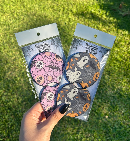 Purple And Grey Car Coasters