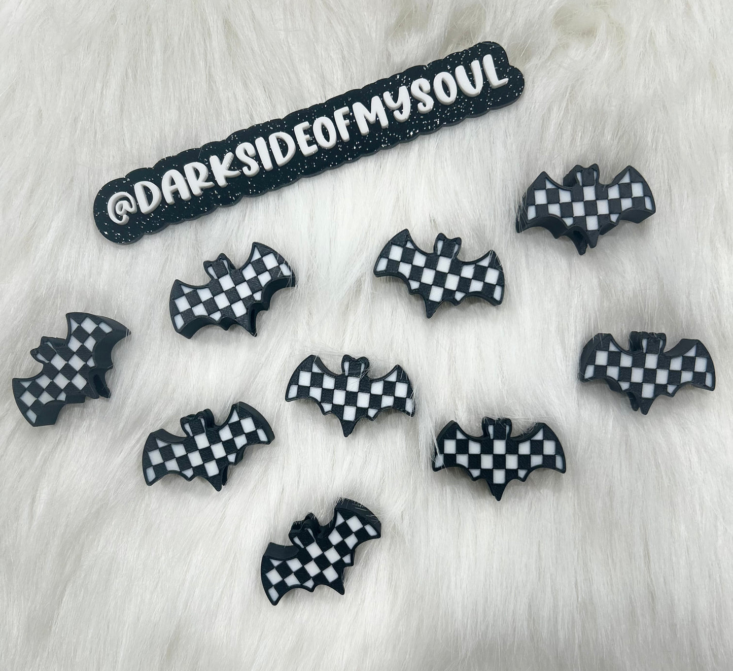 Checkered Black And White Straw Toppers