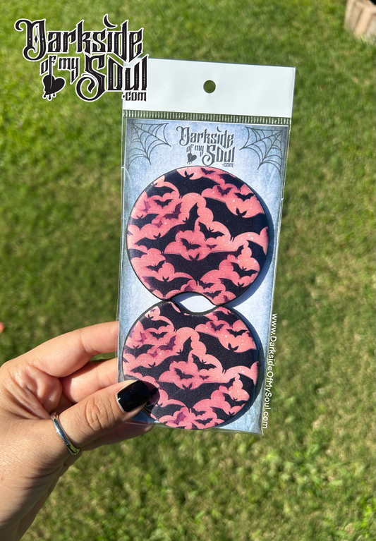 Bat Pink Car Coasters
