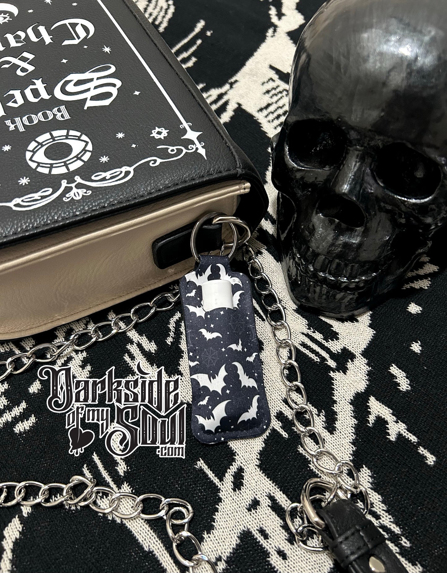 Black White Bats Chapstick Holder