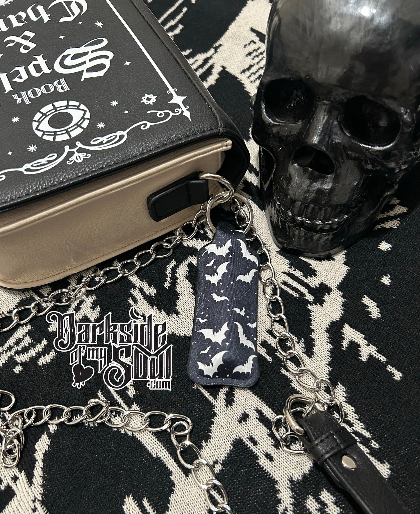 Black White Bats Chapstick Holder