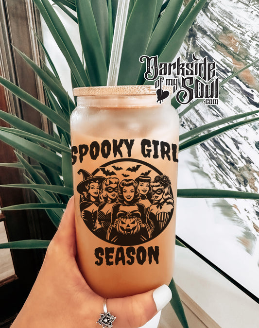 Spooky Girl Season | 16oz. Frosted Glass Cup