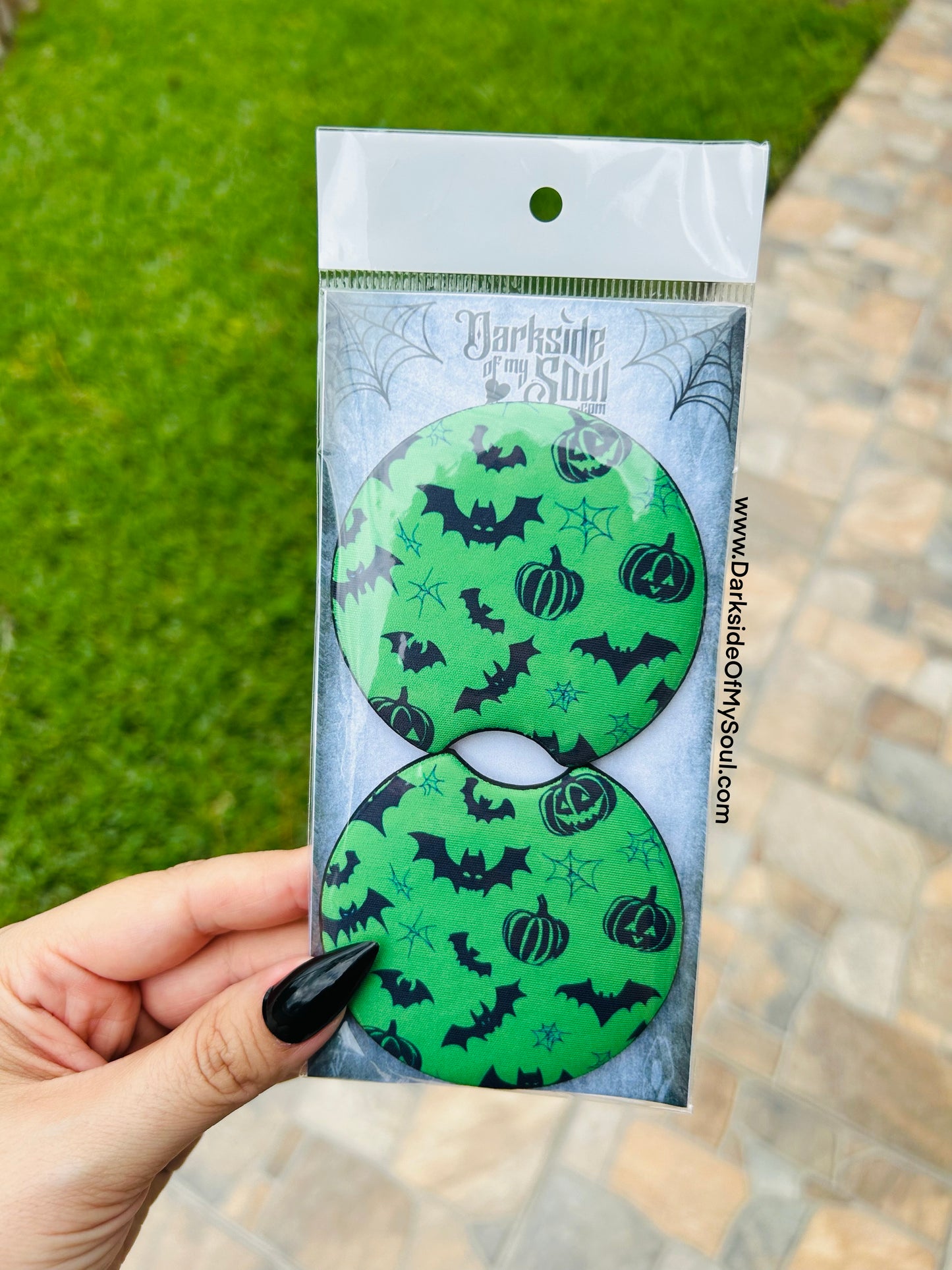 Neon Green Bat Car Coasters