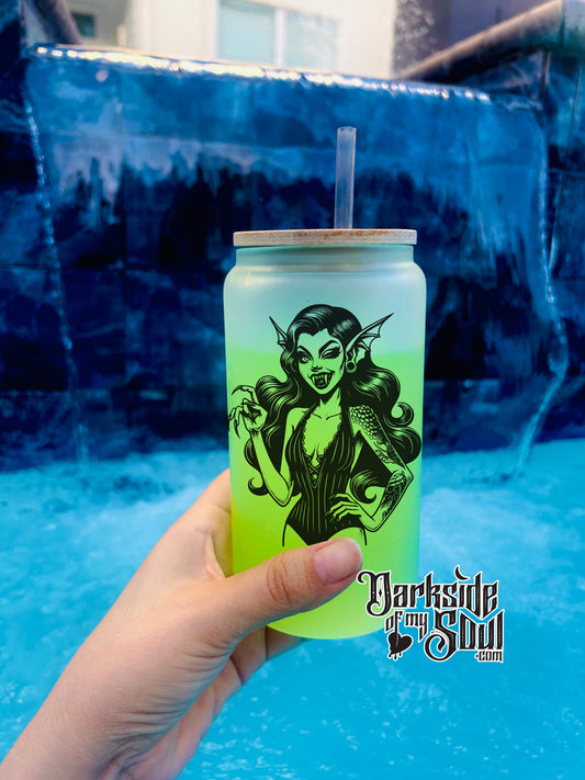 Summerween Beach Vampire | 16oz. Frosted Glass Cup