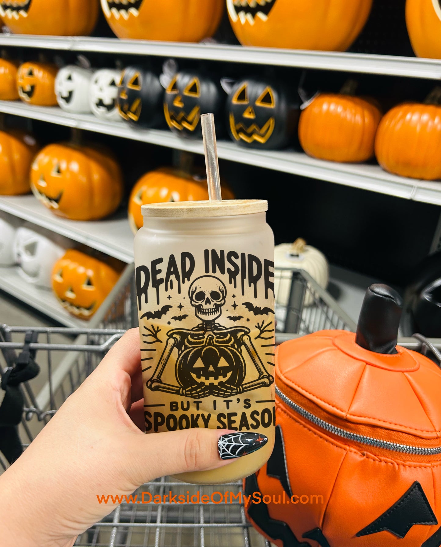 Dead Inside But It's Spooky Season | 16oz. Frosted Glass Cup