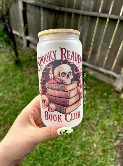 Spooky Readers Book Club | 16oz. Frosted Glass Cup
