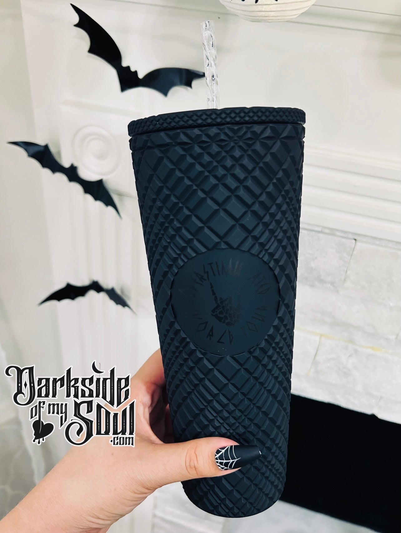 Matte Black Overstimulated World Tour 24oz Tumbler With Straw