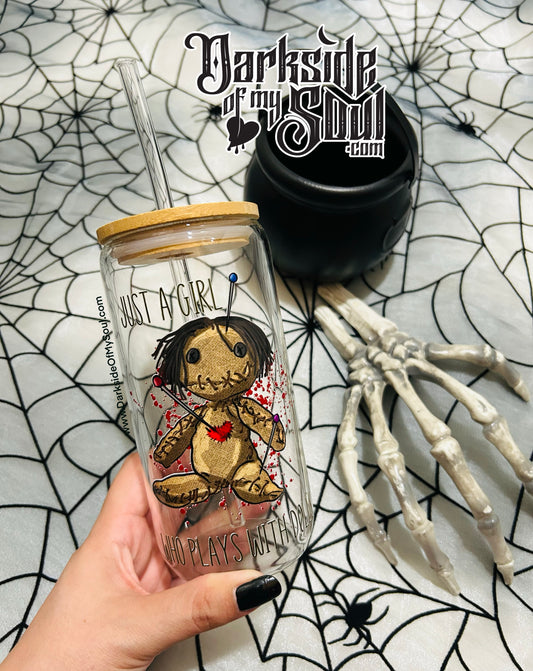 Just A Girl Who Plays With Dolls | 16oz. Glass Cup