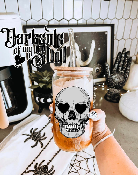 Drip Skull Heart | 16oz. Glass Cup