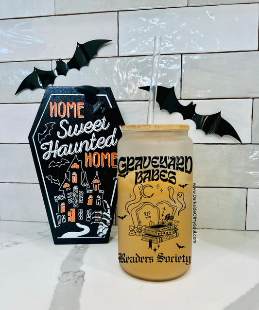 Graveyard Babes Readers Society | 16oz. Frosted Glass Cup
