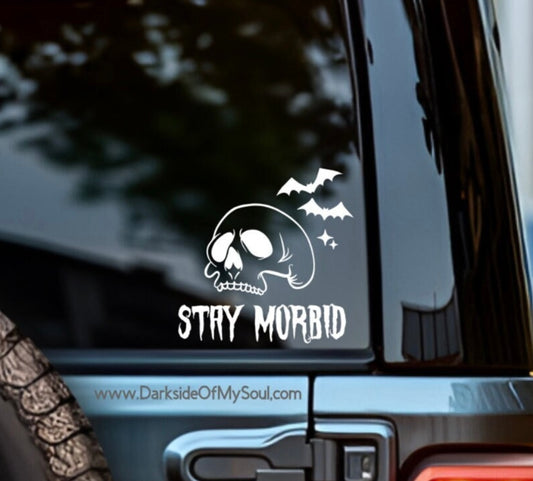 Stay Morbid Bat And Skull Decal