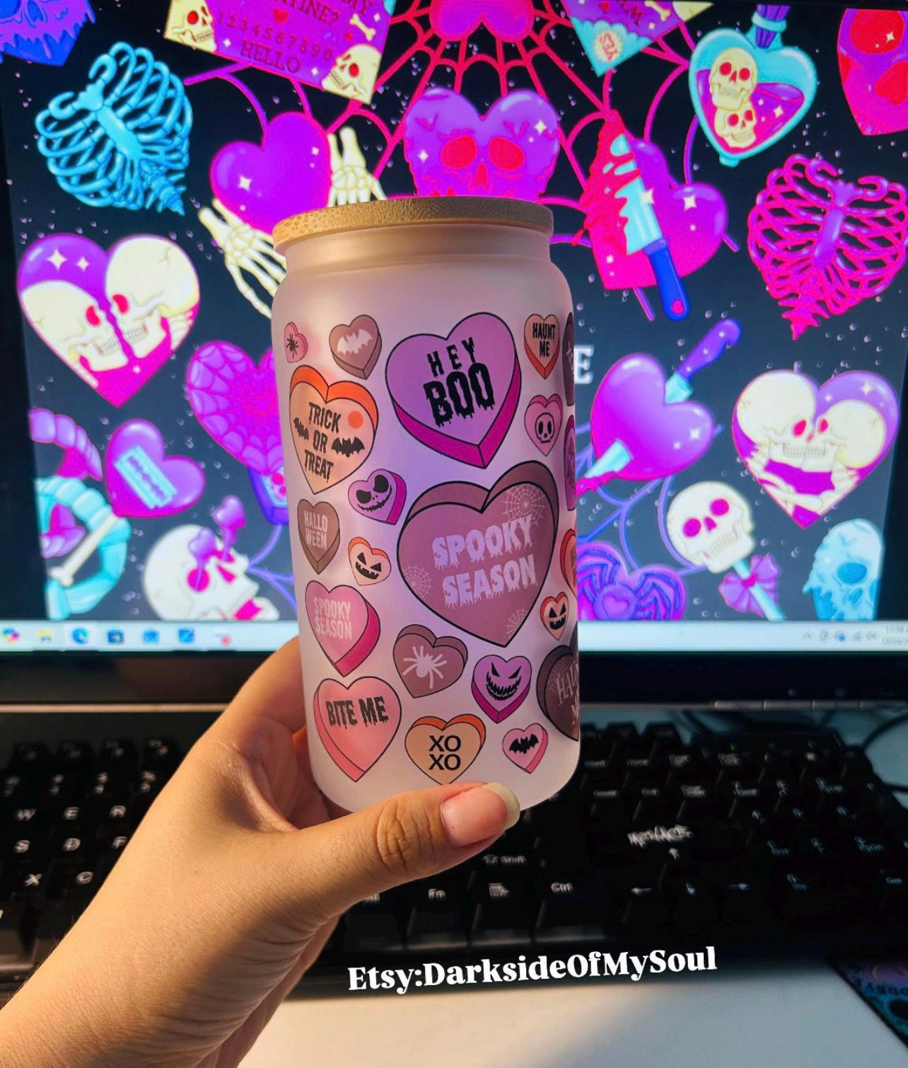 Spooky Valentine's | 16oz. Frosted Glass Cup
