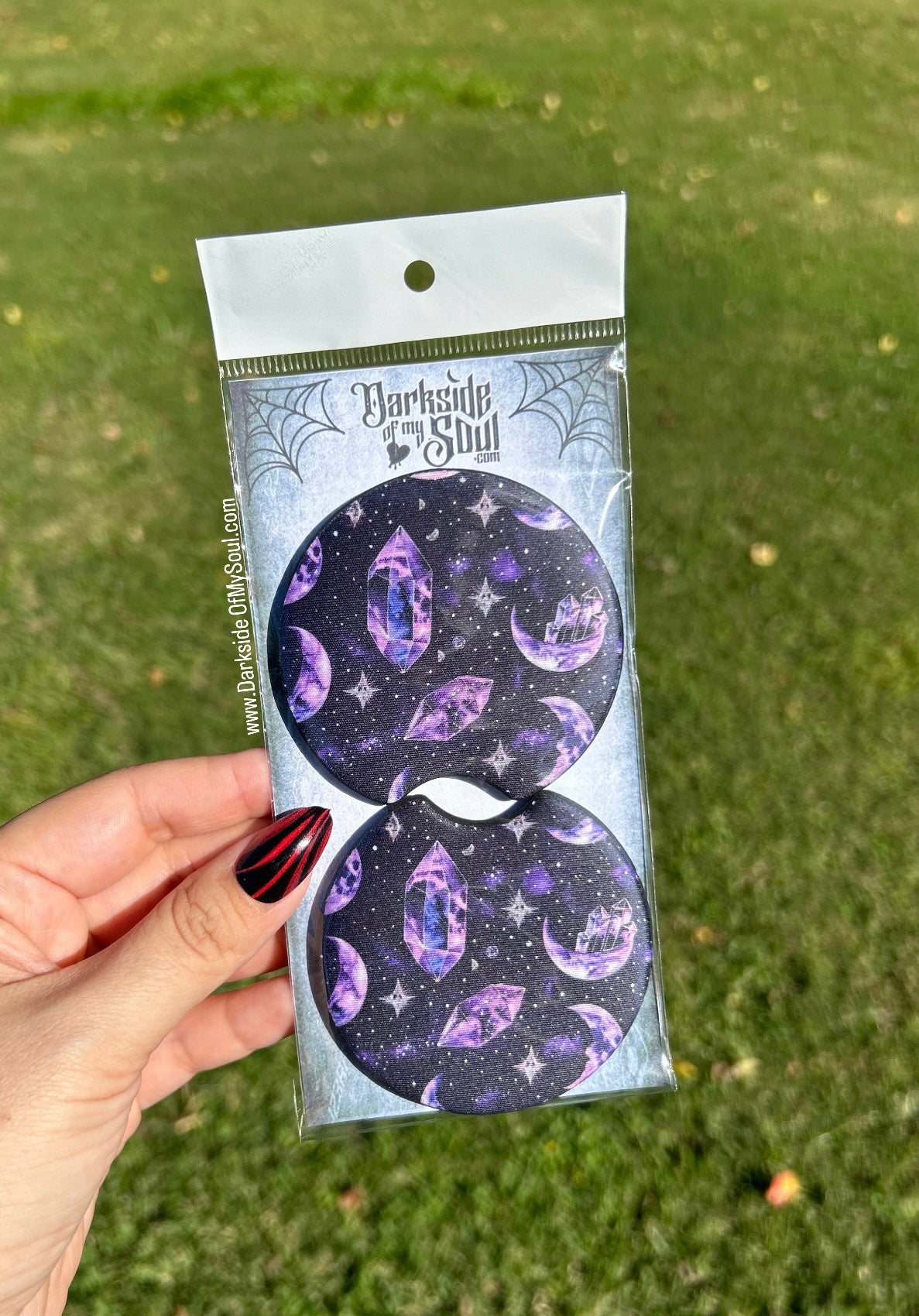 Crystal Moon Purple Car Coasters