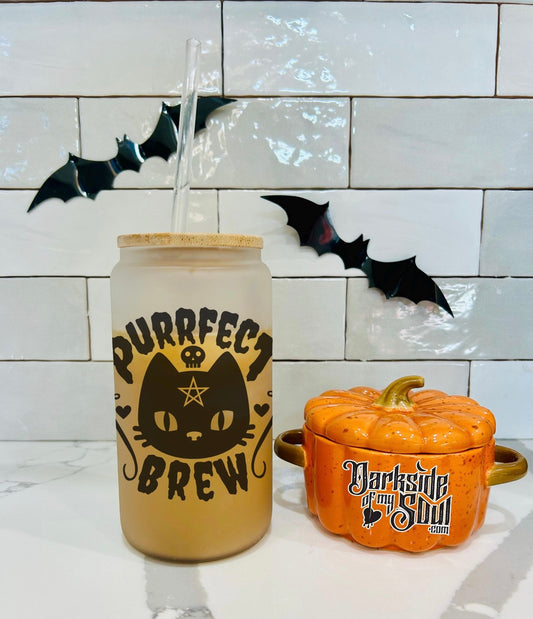 Purrfect Brew | 16oz. Frosted Glass Cup