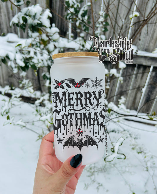 Merry Gothmas | 16oz. Frosted Glass Cup