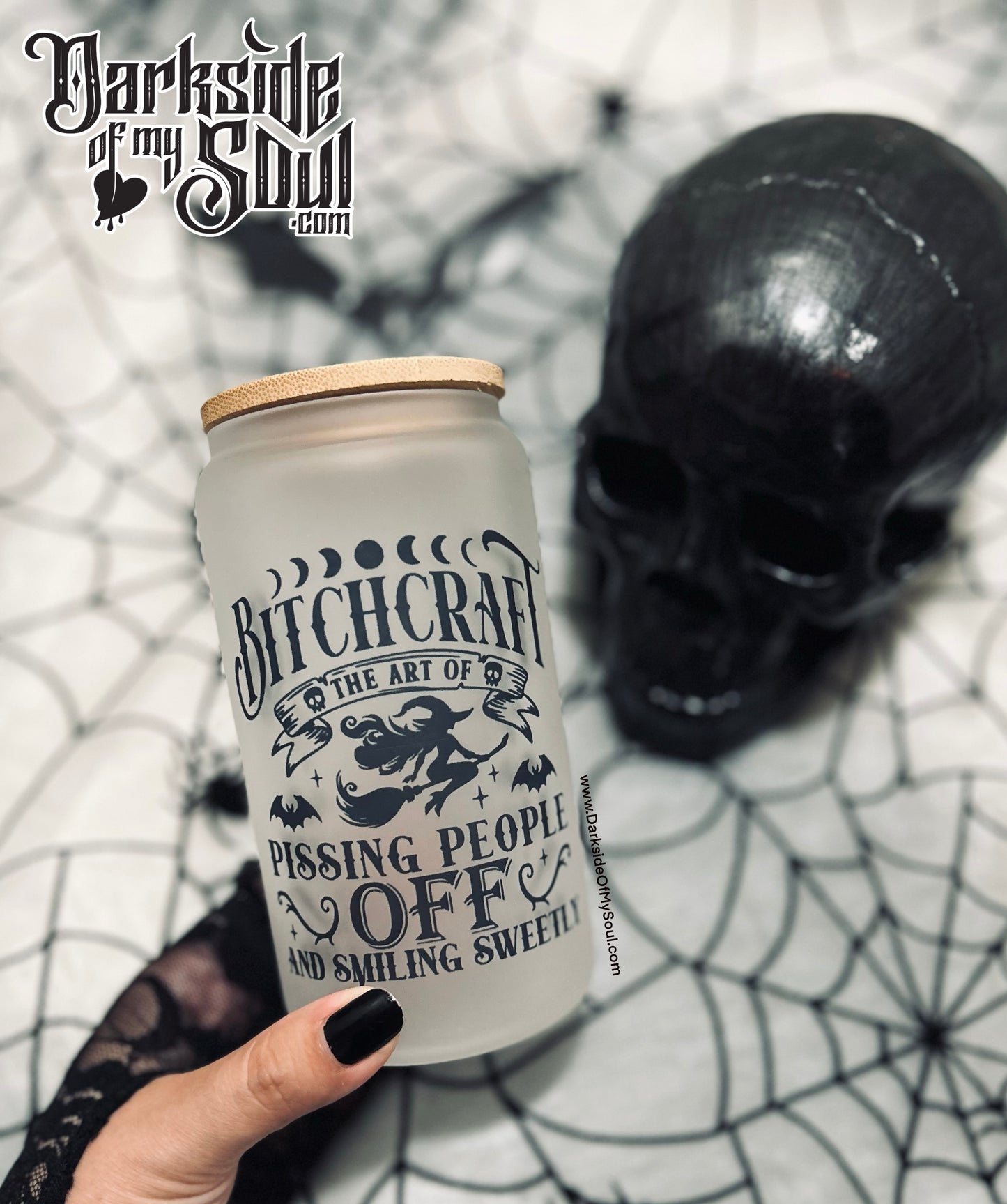 Bitchcraft The Art Of Pissing People Off And Smiling Sweetly | 16oz. Frosted Glass Cup