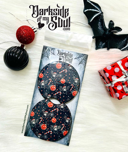 Spooky Bat Candy Cane Car Coasters