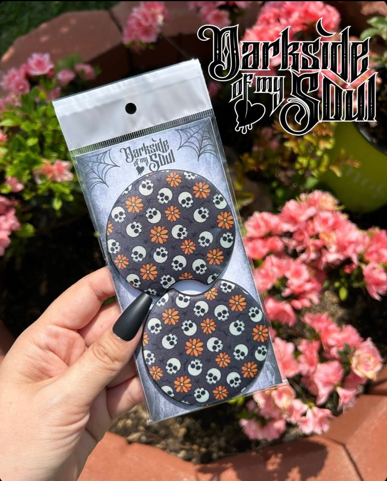 Spooky Floral Car Coasters