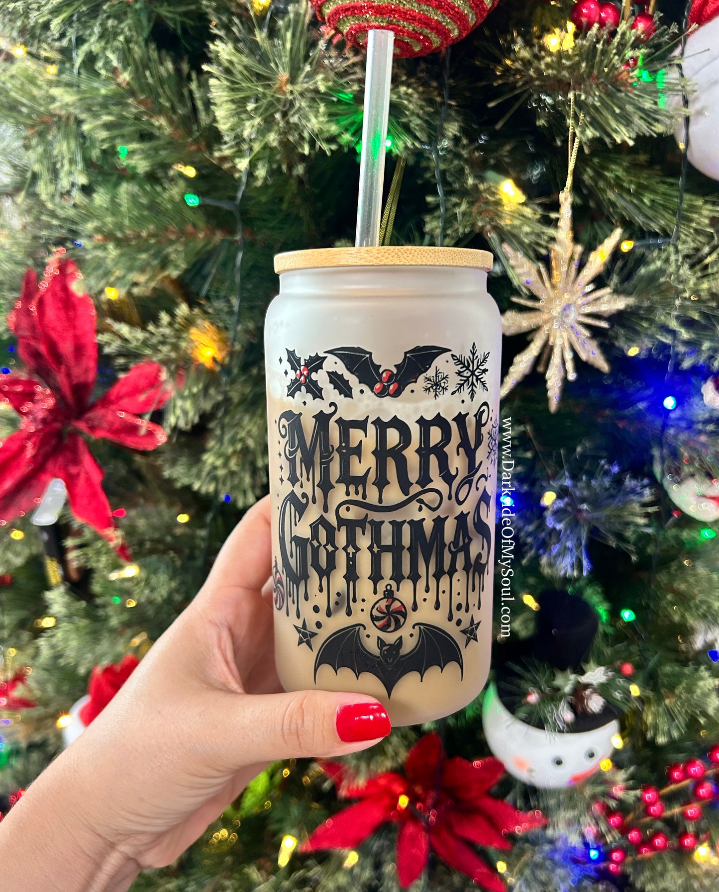 Merry Gothmas | 16oz. Frosted Glass Cup