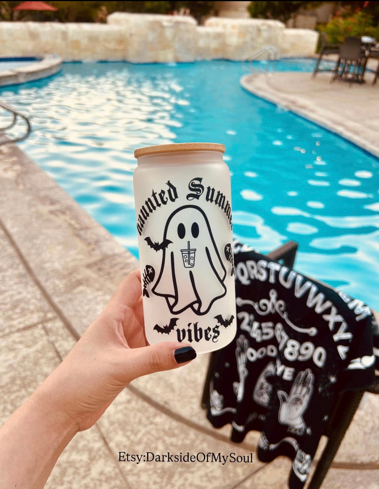 Haunted Summer Vibes | 16oz. Frosted Glass Cup