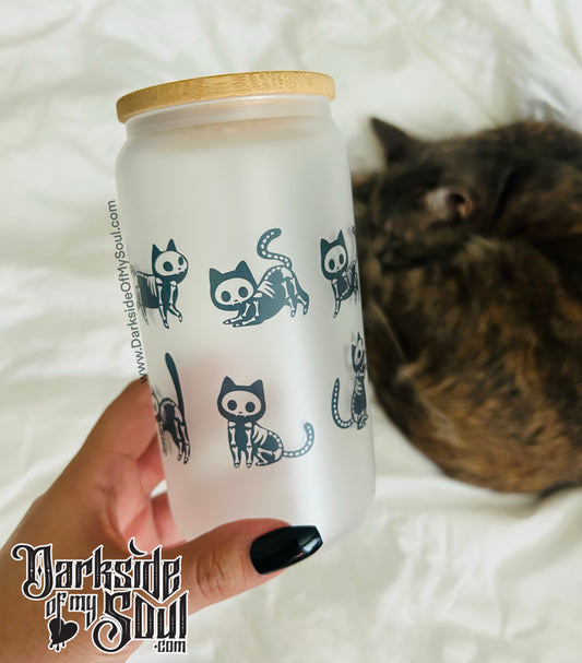 Skellie Cats | 16oz. Frosted Glass Cup
