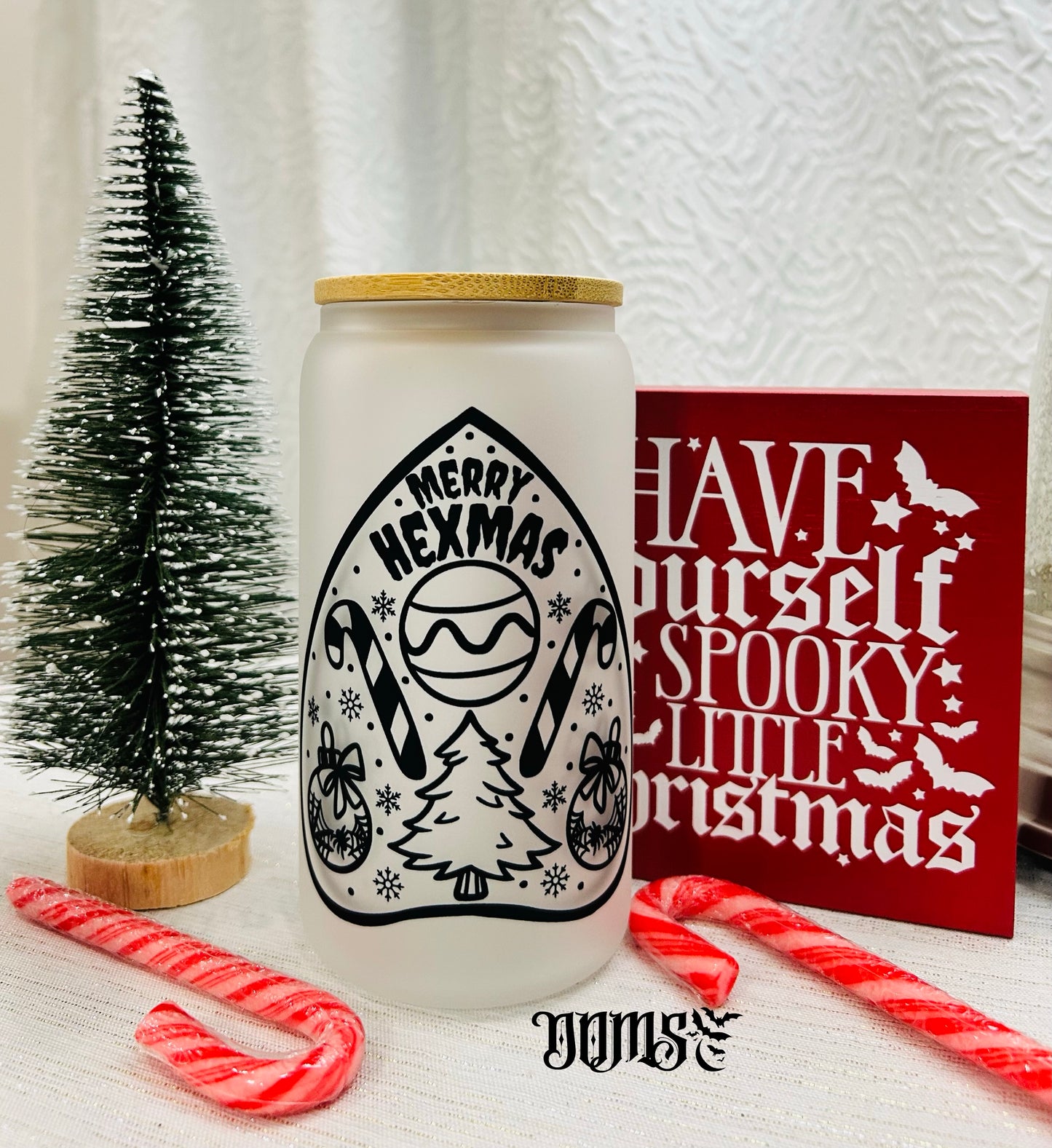 Merry Hexmas | 16oz. Frosted Glass Cup