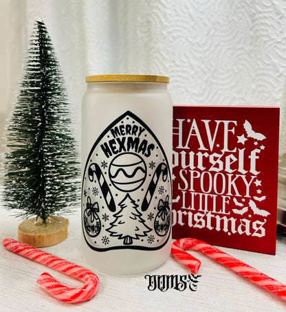 Merry Hexmas | 16oz. Frosted Glass Cup