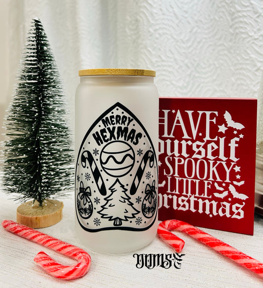 Merry Hexmas | 16oz. Frosted Glass Cup
