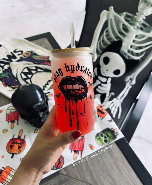 Stay Hydrated | 16oz. Frosted Glass Cup