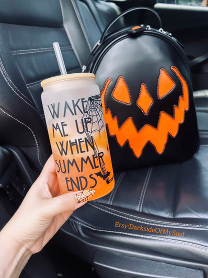 Wake Me Up When Summer Ends | 16oz. Frosted Glass Cup