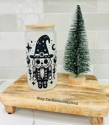 Spooky Christmas Nutcracker | 16oz. Frosted Glass Cup