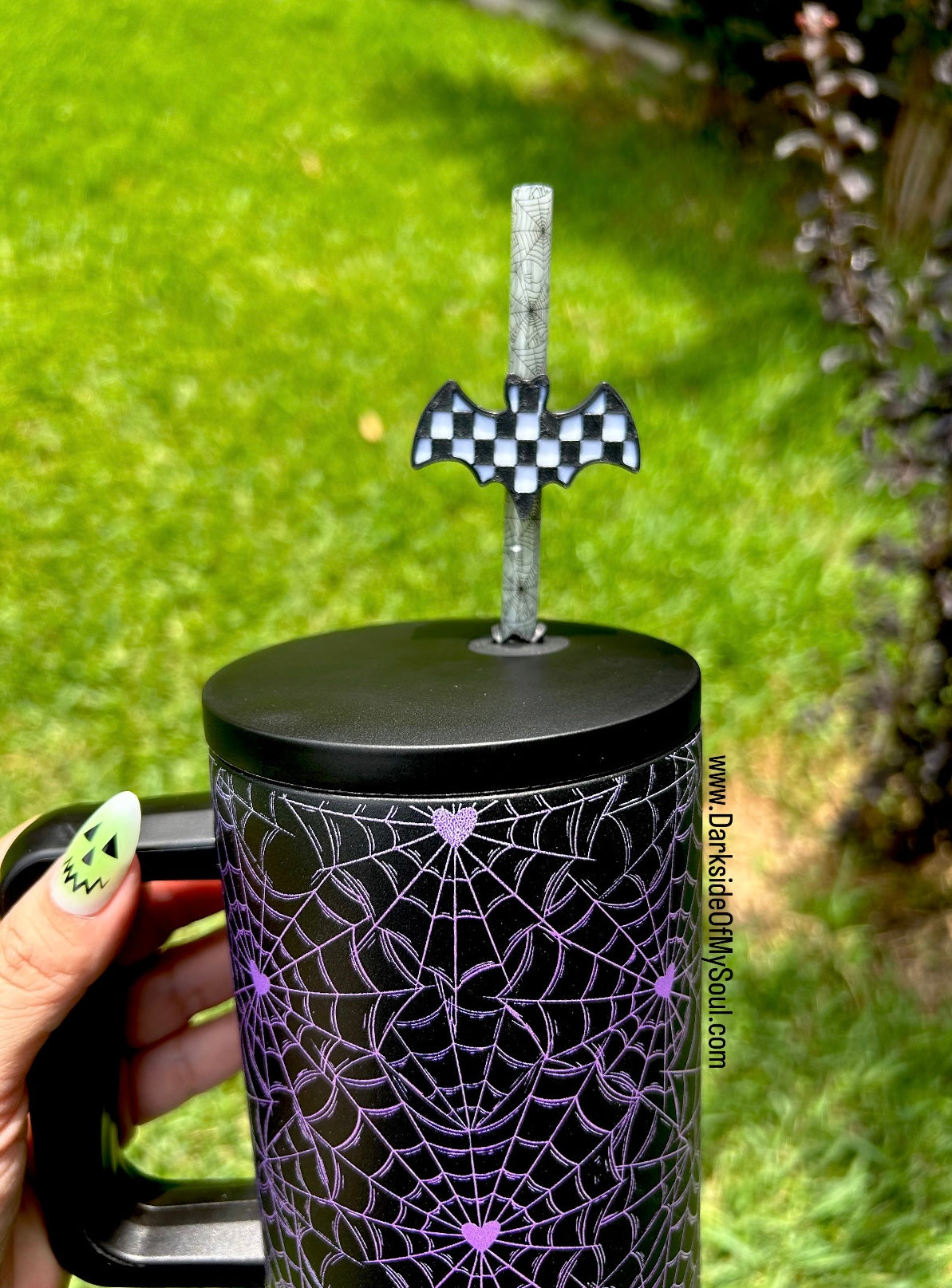 Checkered Black And White Straw Toppers