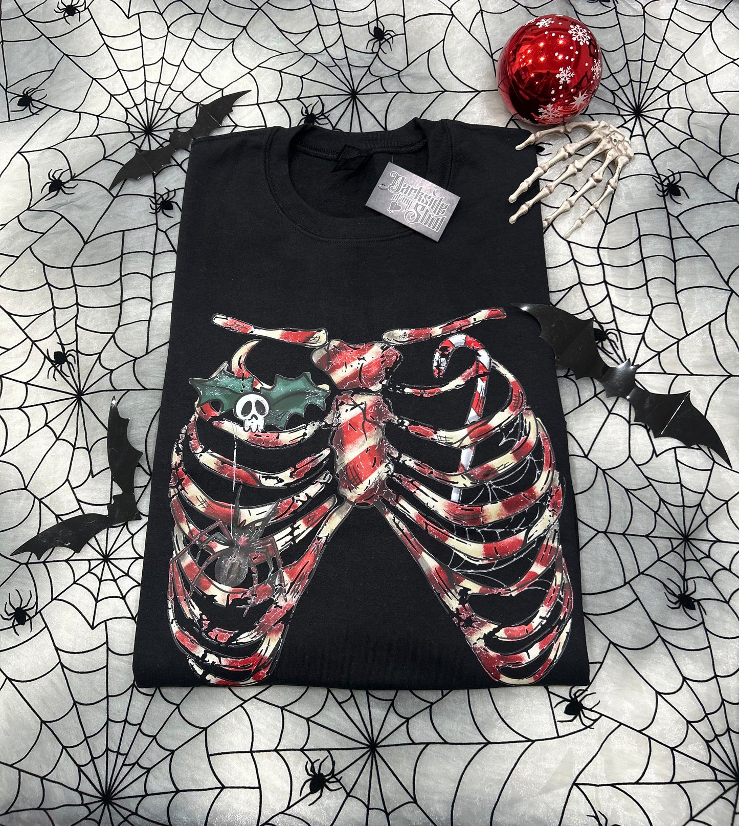 Spooky Candy Cane Ribcage Sweater