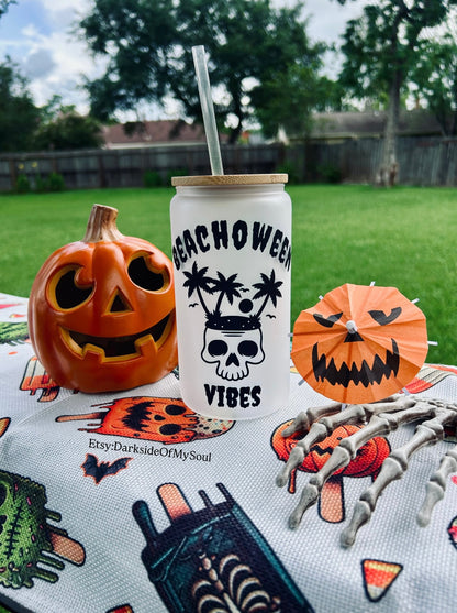 Beachoween Vibes | 16oz. Frosted Glass Cup