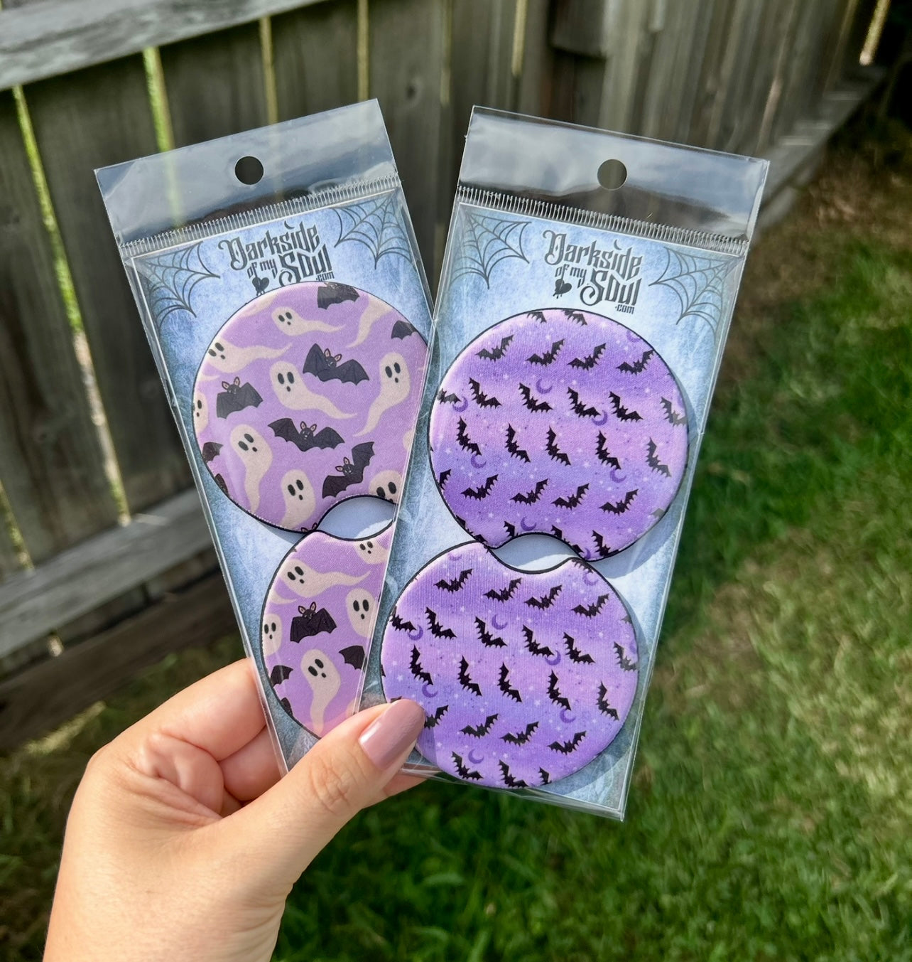 Pastel Purple Bat Car Coasters