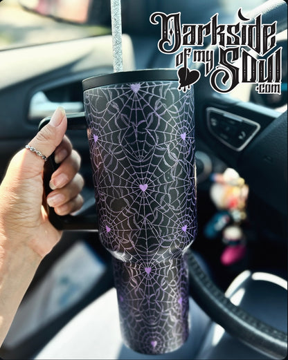 Purple Heart Spider Web 40oz Tumbler With Straw