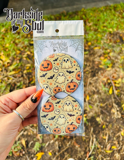 Pumpkin Ghost Car Coasters