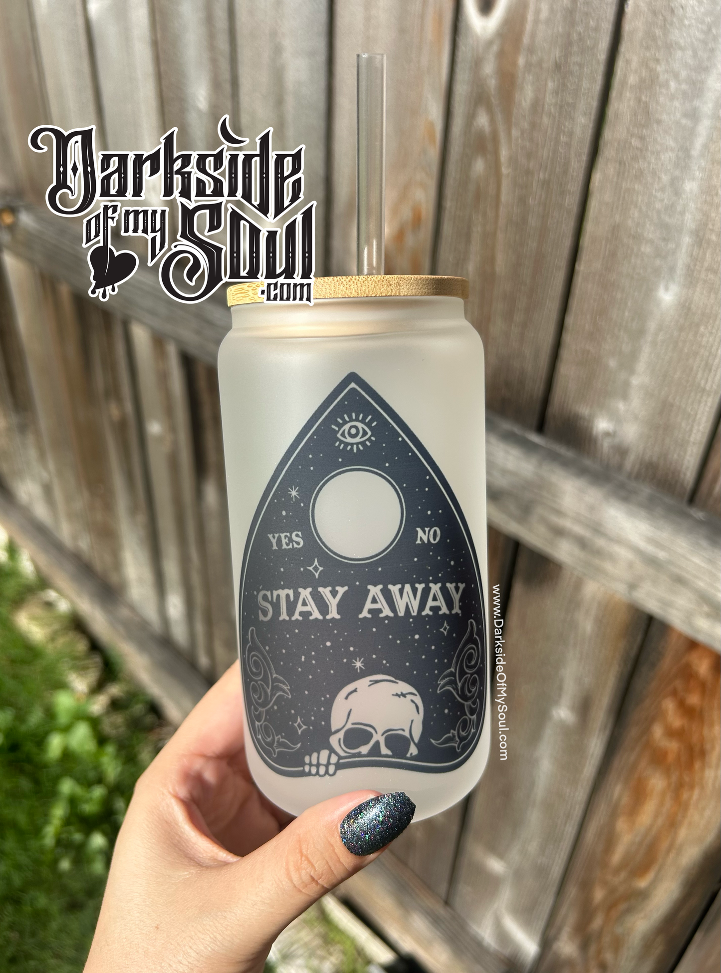 Stay Away | 16oz. Frosted Glass Cup