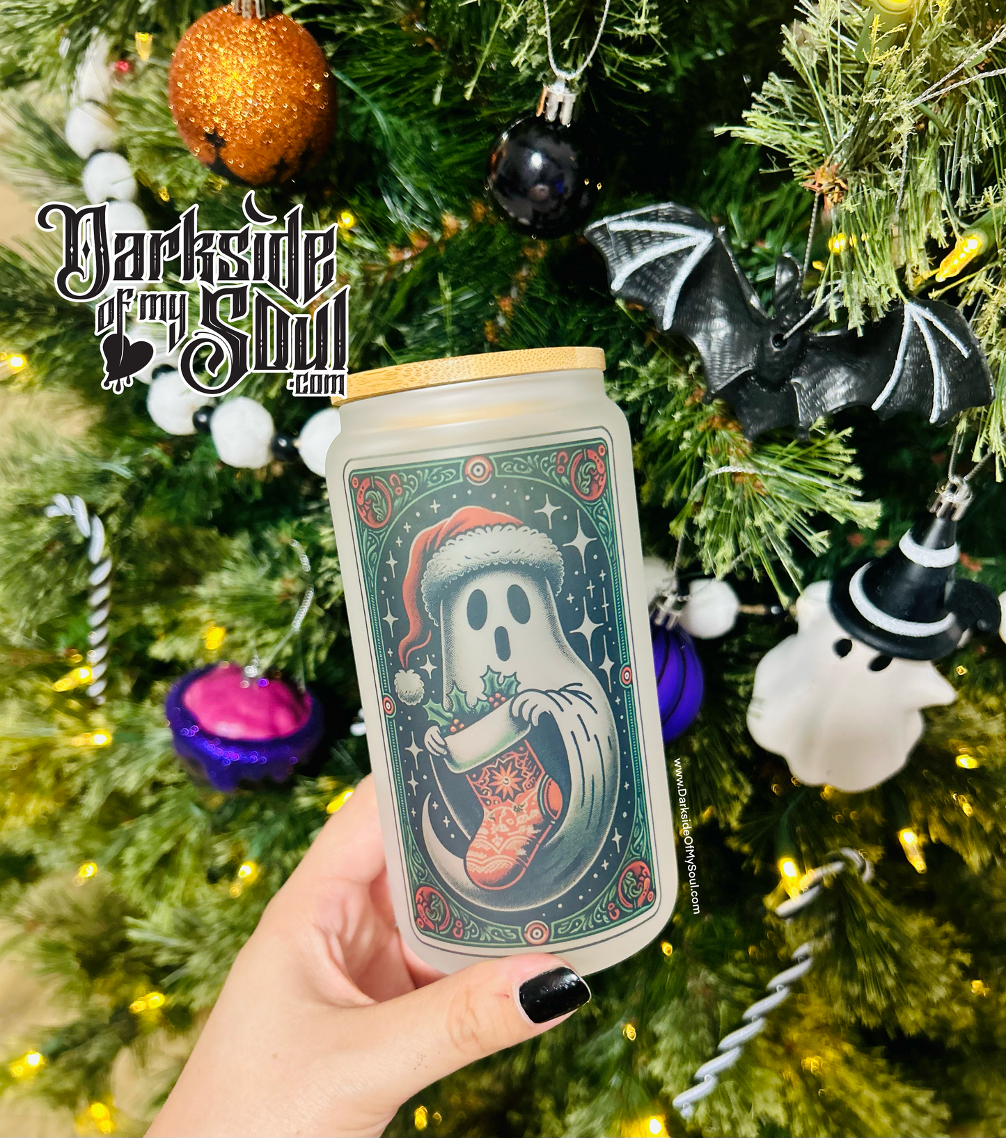 Christmas Ghost | 16oz. Frosted Glass Cup