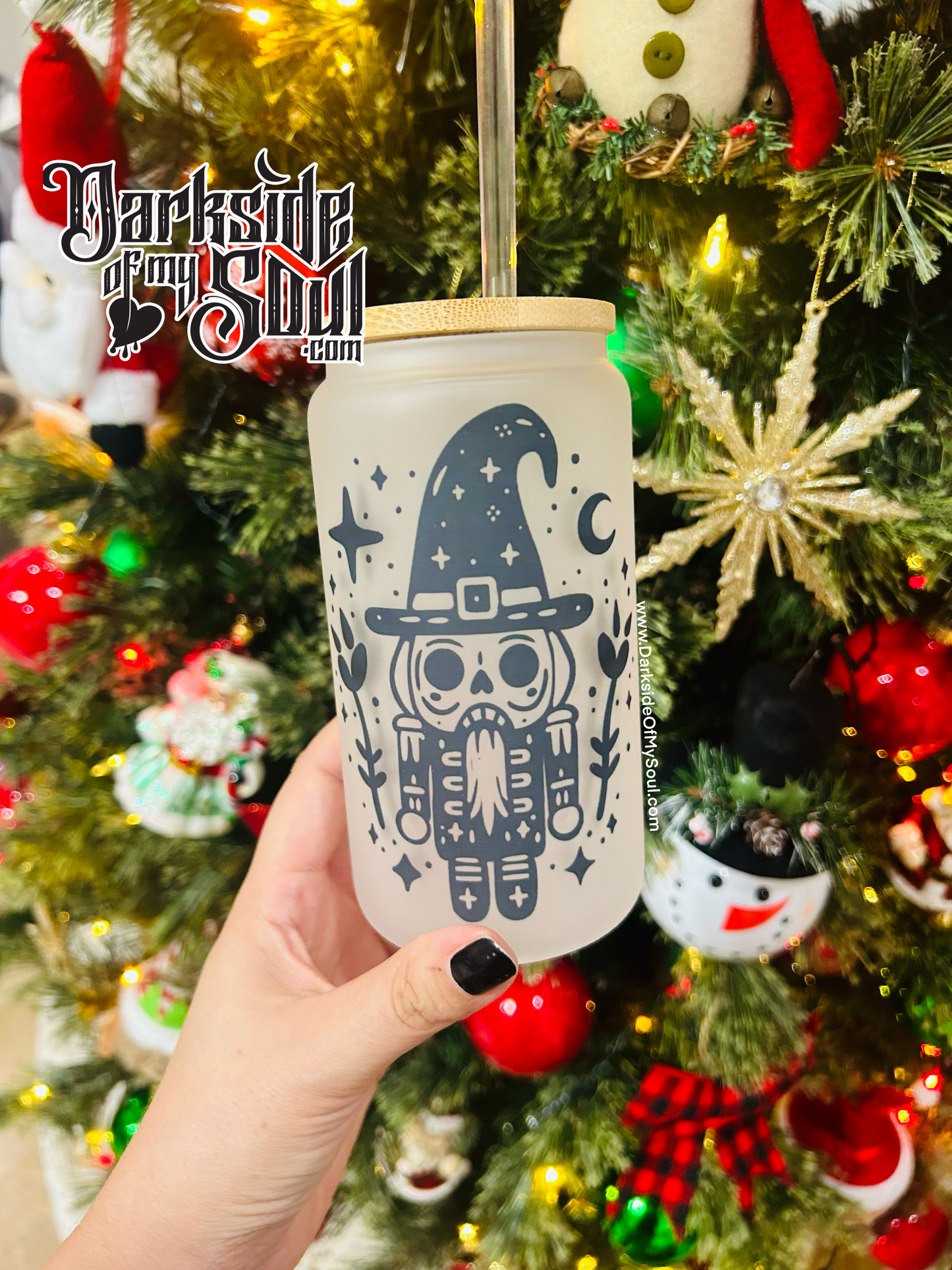 Spooky Christmas Nutcracker | 16oz. Frosted Glass Cup