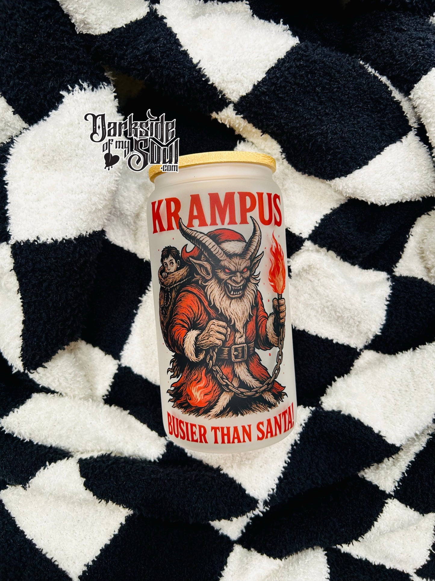 Krampus Busier Than Santa | 16oz. Frosted Glass Cup