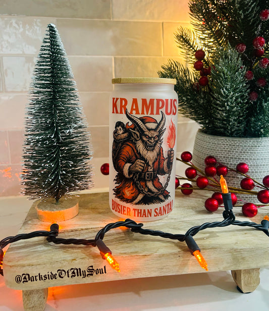 Krampus Busier Than Santa | 16oz. Frosted Glass Cup