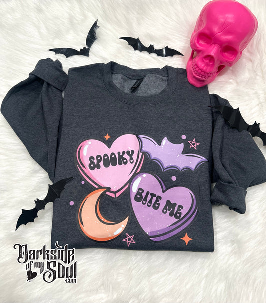 Spooky Bite Me Dark Heather Sweater