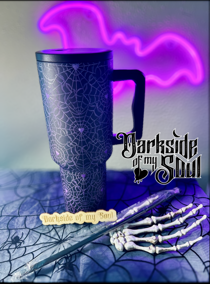 Purple Heart Spider Web 40oz Tumbler With Straw