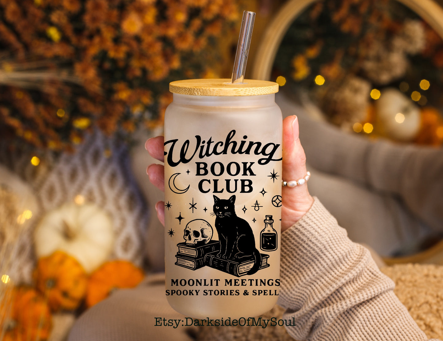 Witching Book Club | 16oz. Frosted Glass Cup