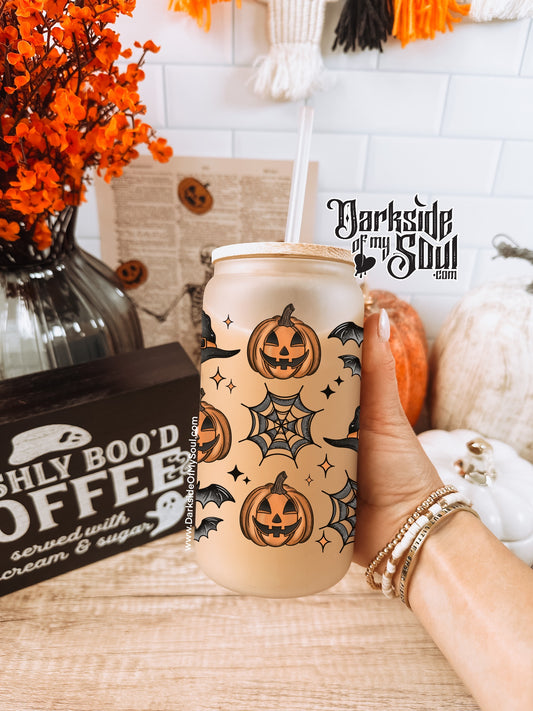 Halloween Grid | 16oz. Frosted Glass Cup