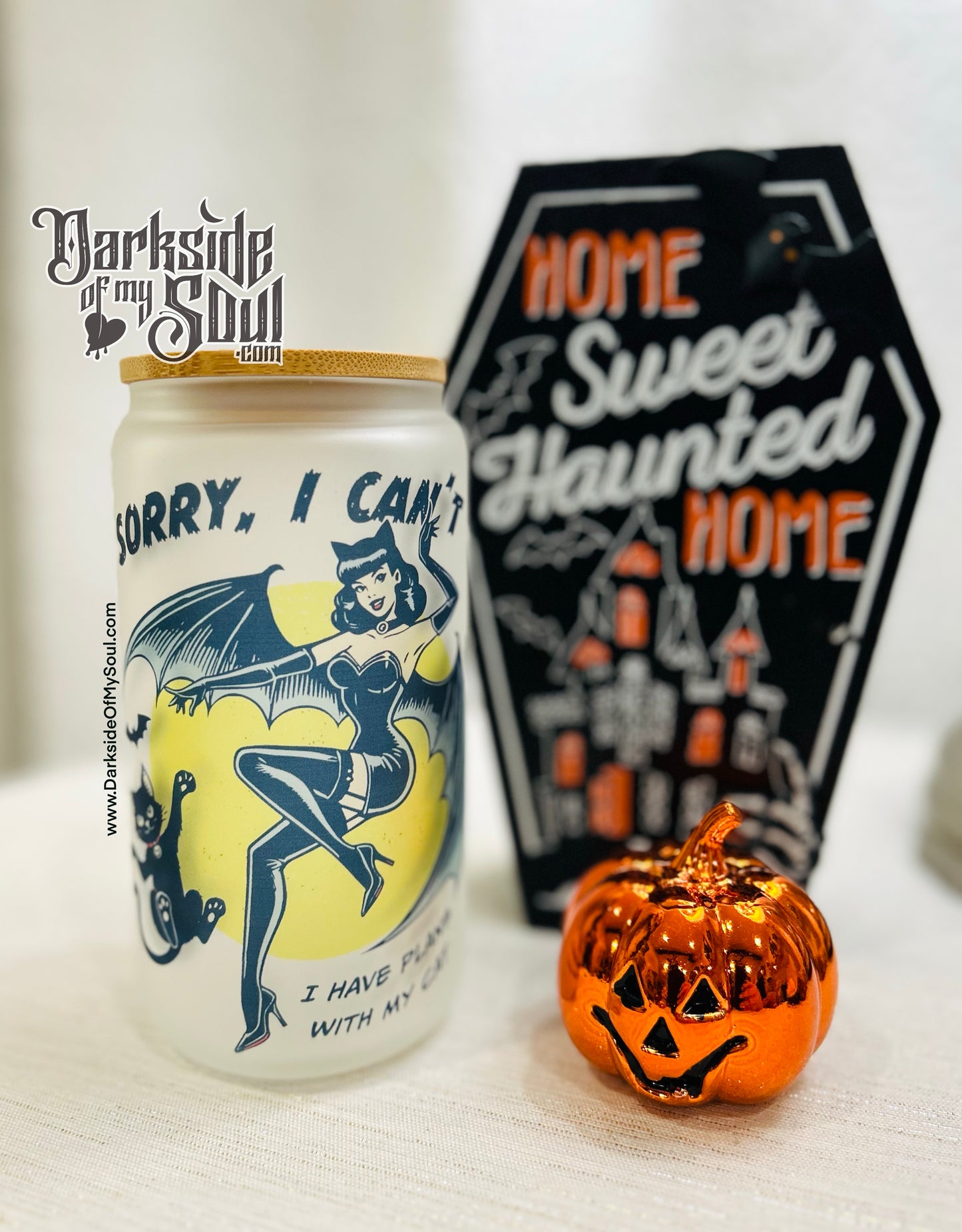 Sorry I Can't I Have Plans With My Cat | 16oz. Frosted Glass Cup