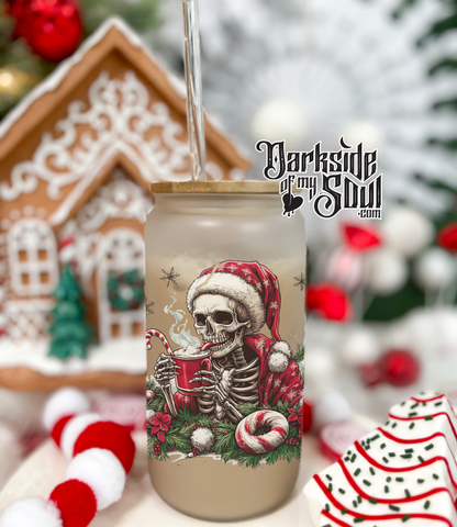 Christmas Skeleton | 16oz. Frosted Glass Cup